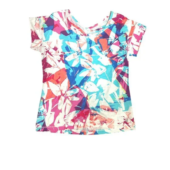 T By Talbots Size Small Multicolor Rayon Cotton Tee Floral Print City Casual Tee - Picture 10 of 12